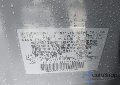 2024 Nissan Kicks Sv Xtronic Cvt z USA, uszkodzony, nr VIN 3N1CP5CV9RL503140